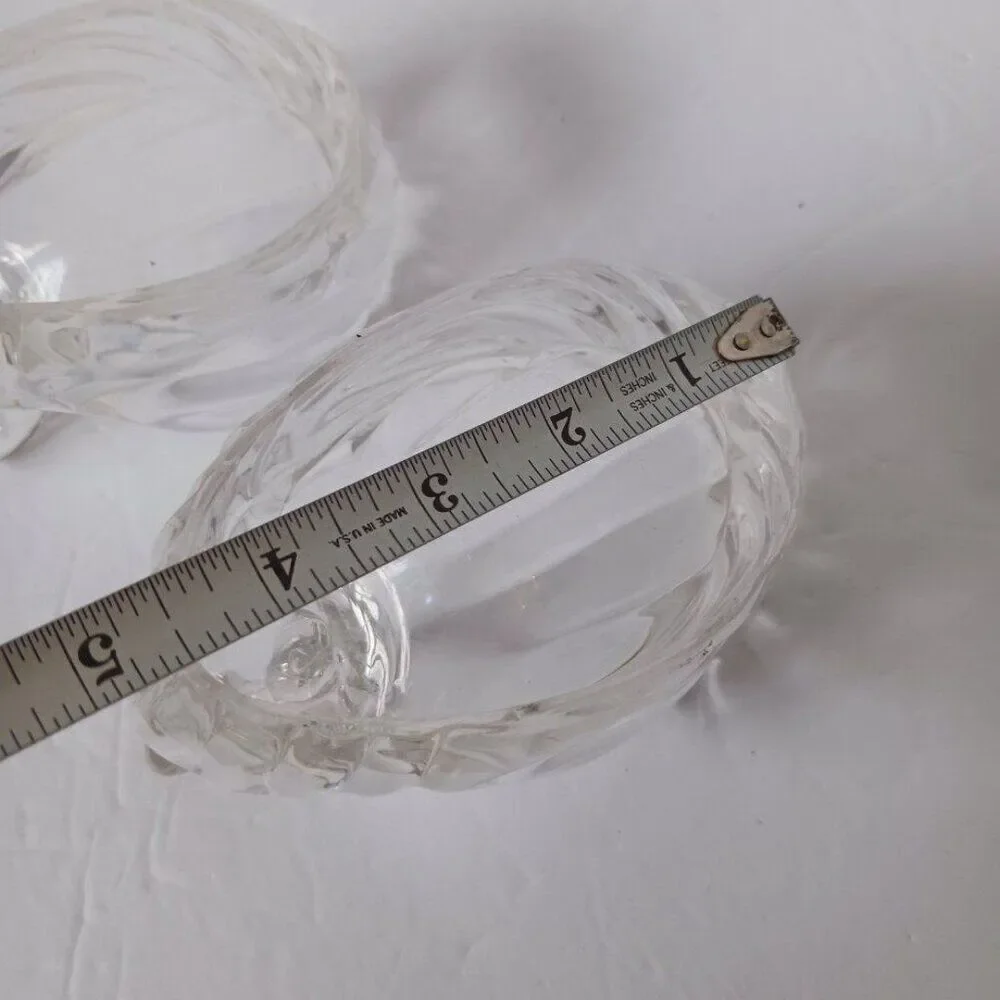 2 Vintage 70's Kitsch Clear Plastic Lucite Swan Soap Dish Trinket Holder
